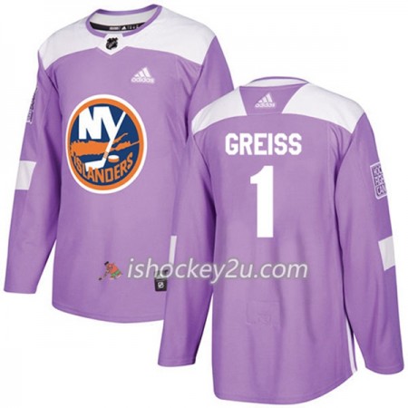 Mænd NHL New York Islanders Trøje Thomas Greiss 1 Adidas 2017-2018 Lilla Fights Cancer Practice Authentic